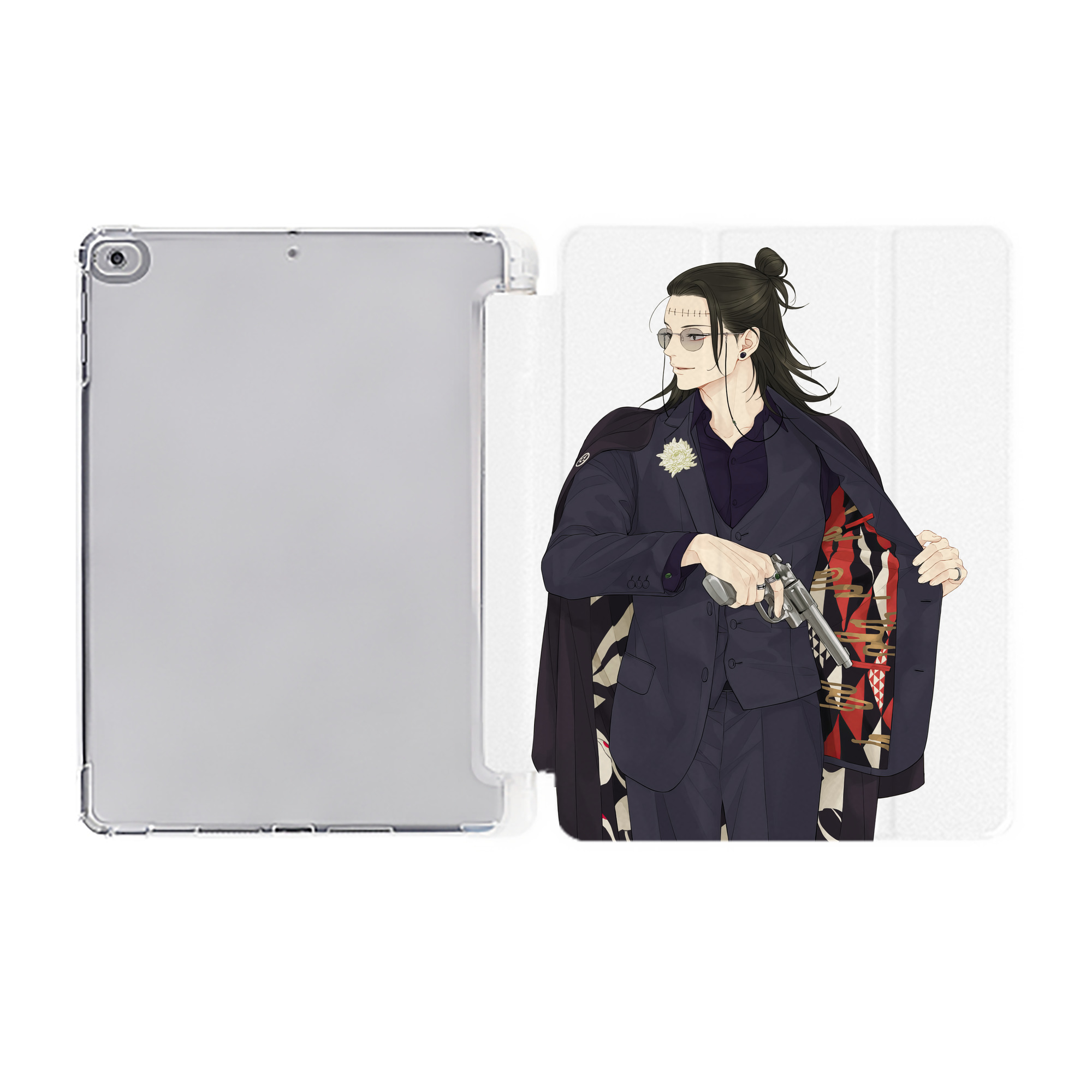 （画像用） 呪術廻戦 Jujutsu Kaisen IPad ケース ペン収納付き 三つ折りスタンド PUレザー×シリコン 対応機種9.5/10.5/10.9インチ